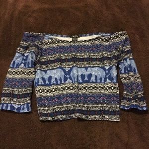 Crop top blue elephants size small/medium